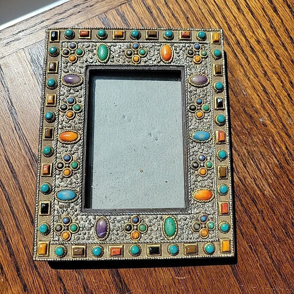Vintage Furio Southwestern Faux Gem Bezel Mini Frame 2.5"x3.5"  2003